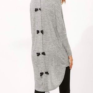 SHEIN Marled knit bow back High low T- shirt